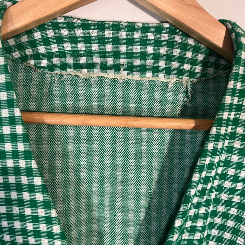 RARE Vintage Green Gingham Belted Tie Waist Blazer Handmade Small - Picture 5 of 11